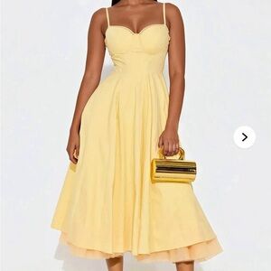 Fashion Nova Sunny Yellow Midi Dress